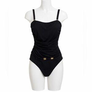 Bleu Rod Beattie Black Ruched One Piece Swimsuit
